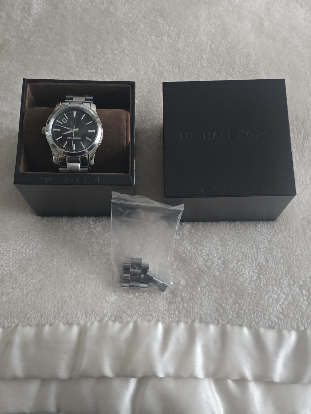 Michael Kors Men's Stainless Steel Silver Watch with Black Dial